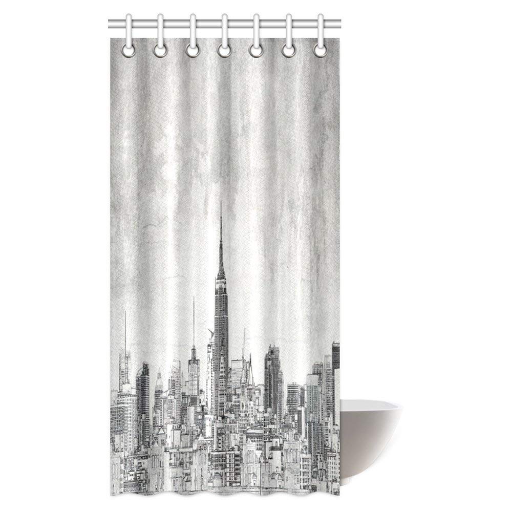 American Shower Curtain, Cosmopolitan New York City Skyline with Iconic Skyscrapers and High Buildings Print Fabric Bathroom Shower Curtain