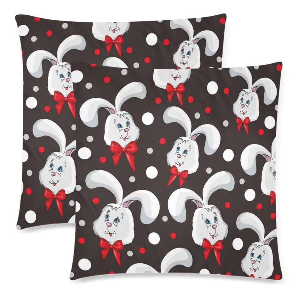 Custom Head of Rabbit and Bow 18x18 Pillow Cover Cushion Case