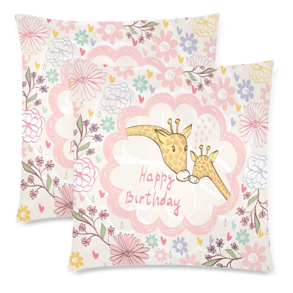 Baby Giraffe and Mom Throw Pillow Cover Cushion Case 18x18