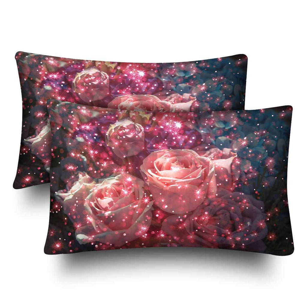 Abstract Bouquet Bose Flower with Glitter Pillow Cases Pillowcase Standard Size 20x30 Set of 2
