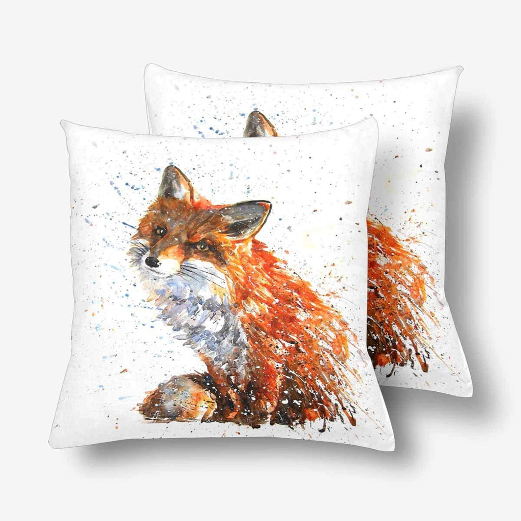 Watercolor Fox Clever Animal Pillowcase Throw Pillow Covers 18x18 Set of 2, Pillow Sham Cases Protector for Home Couch Sofa Bedding Decorative