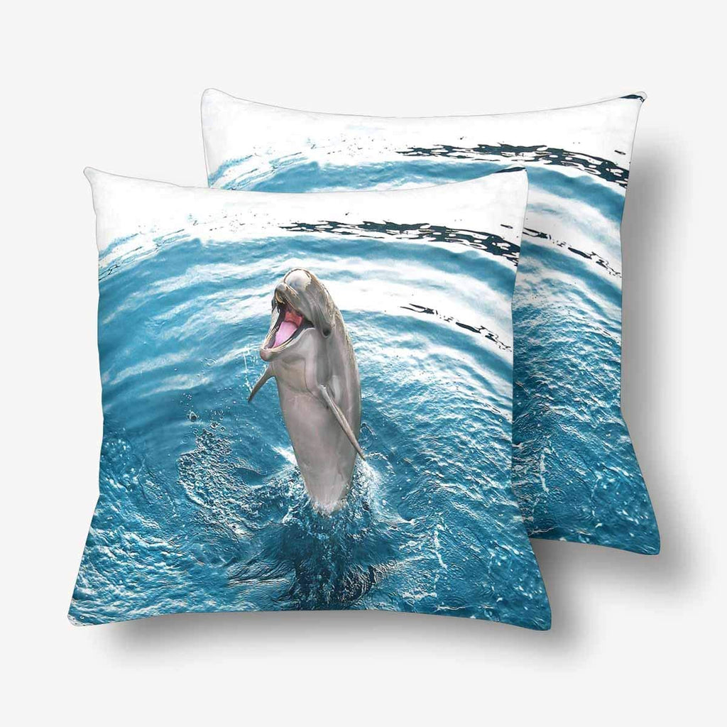 Dolphin Ocean Sea Animal Pillowcase Throw Pillow Covers 18x18 Set of 2, Pillow Sham Cases Protector for Home Couch Sofa Bedding Decorative