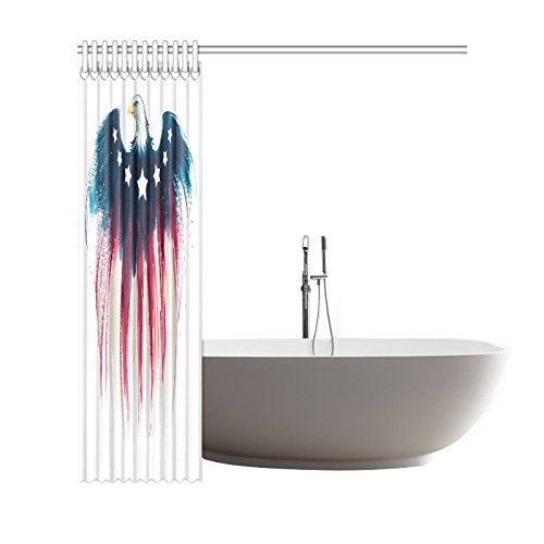 American Flag Home Bath Decor, American Eagle Watercolor Polyester Fabric Shower Curtain Bathroom Sets