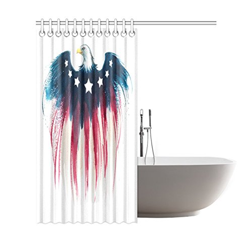 American Flag Home Bath Decor, American Eagle Watercolor Polyester Fabric Shower Curtain Bathroom Sets