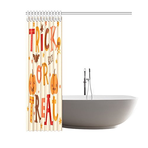 Cute Halloween Pumpkin Home Decor, Trick or Treat Boo Polyester Fabric Shower Curtain Bathroom Sets