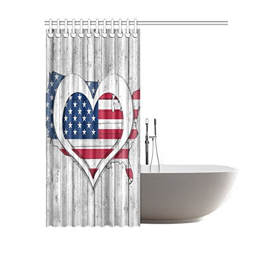 Independence Day 4th of July Waterproof Polyester Fabric 60"(w) x 72"(h) Shower Curtain and Hooks
