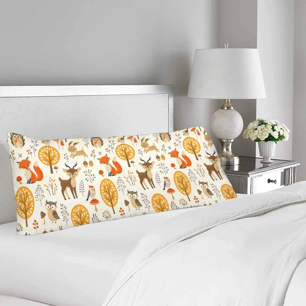 Autumn Forest Cute Animals Fox Deer Pillow Covers Pillowcase Zipper 21x60 Twin Sides