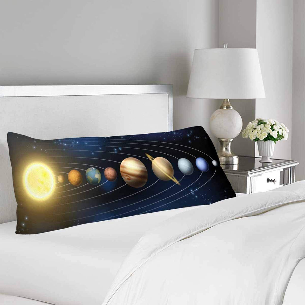 Solar System Planets Body Pillow Covers Pillowcase with Zipper 21x60 Twin Sides
