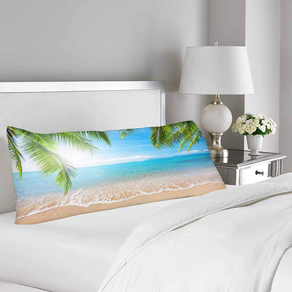 Tropical Coconut Palm Tree Body Pillow Covers Pillowcase with Zipper 21x60 Twin Sides