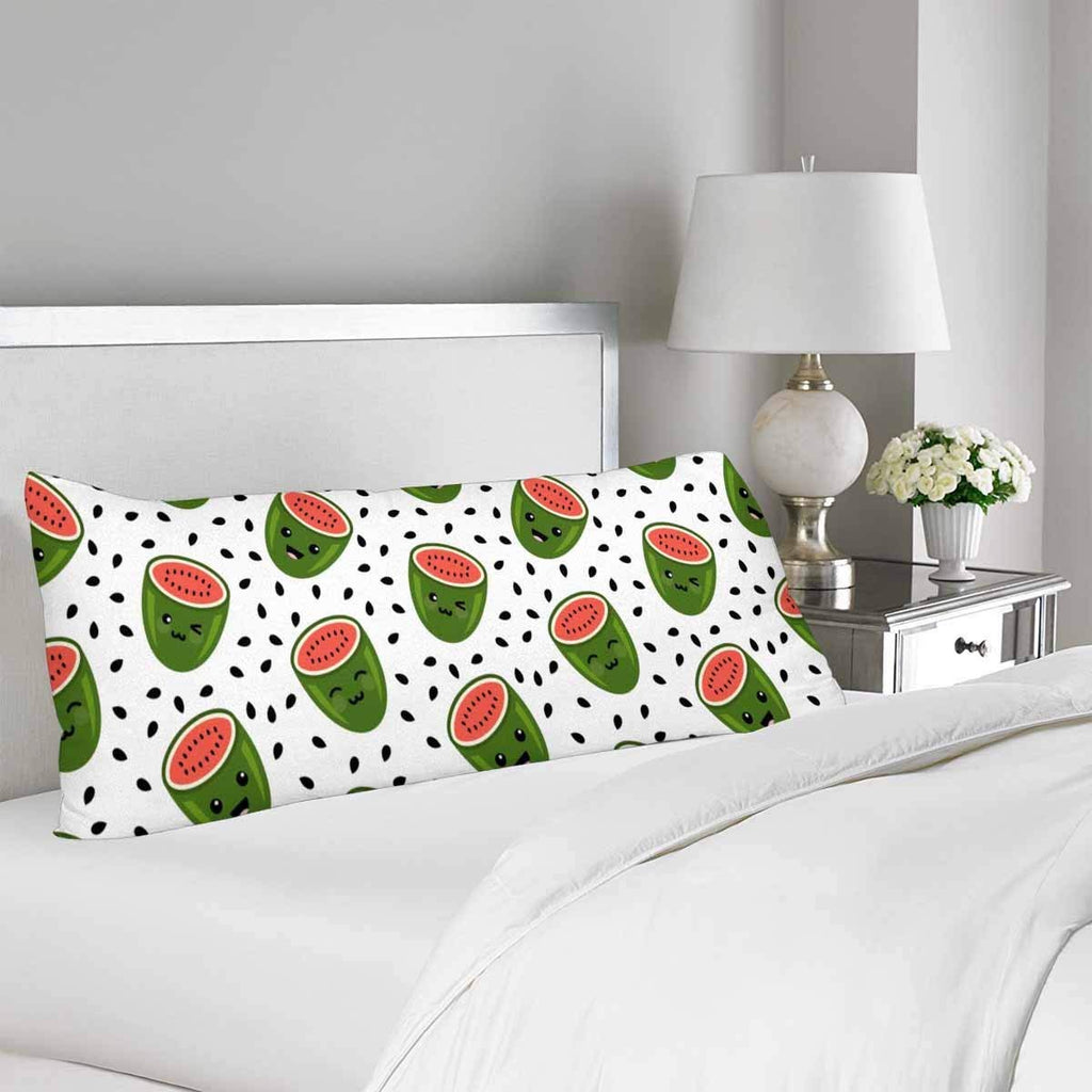 Summer Watermelon Cartoon Face Body Pillow Covers Pillowcase with Zipper 21x60 Twin Sides