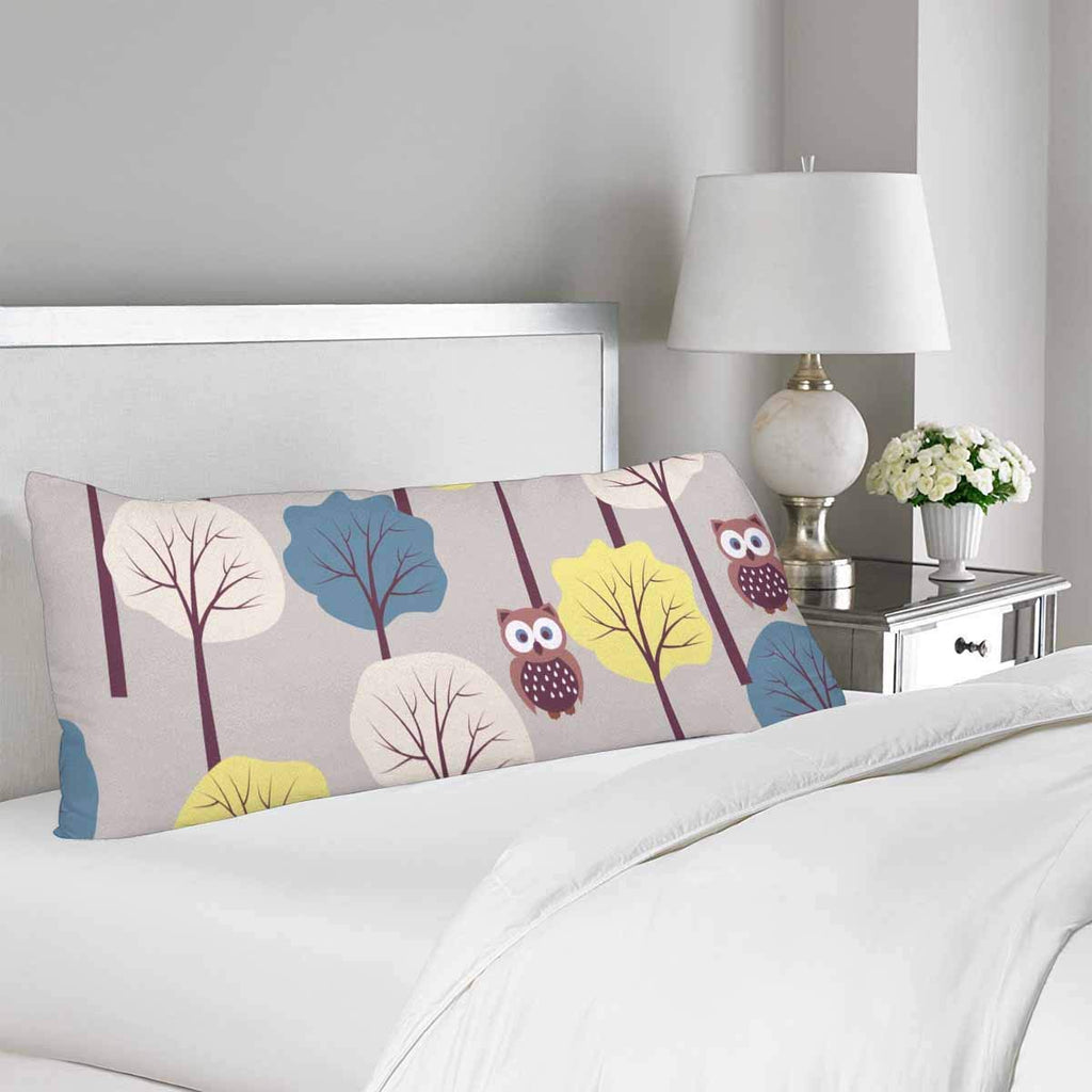 Autumn Tree Cute Owls Pillow Covers Pillowcase Zipper 21x60 Twin Sides