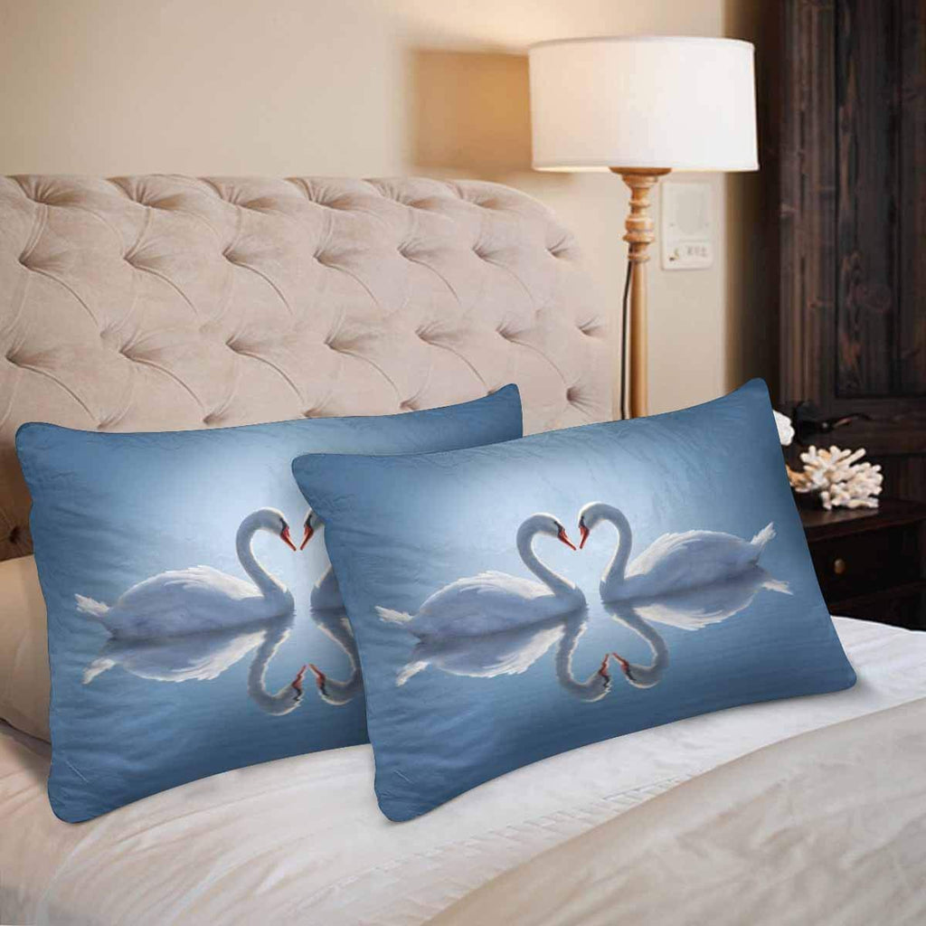 Romantic Two Swans Couple Pillow Cases Pillowcase Standard Size 20x30 Set of 2