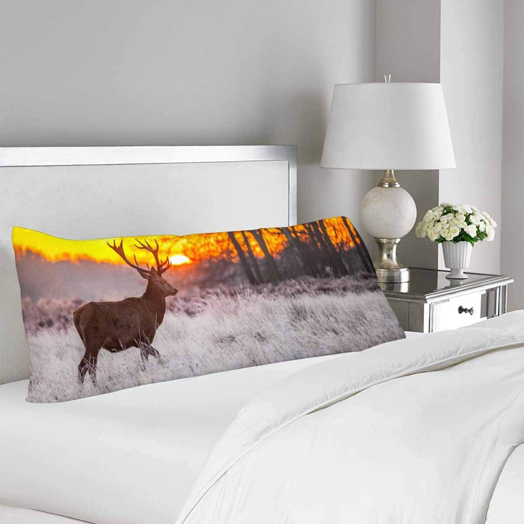 Red Deer in Fall Autumn Forest Body Pillow Covers Pillowcase with Zipper 21x60 Twin Sides