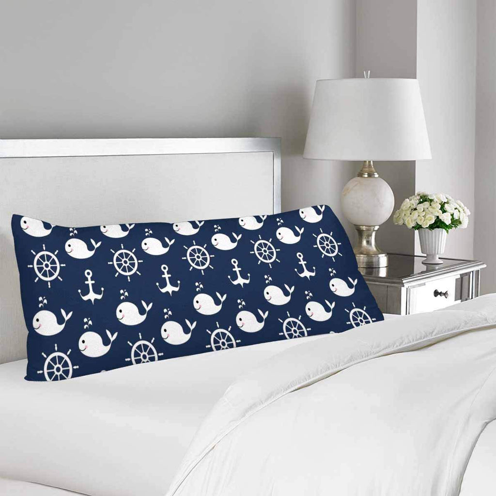 Nautical Anchor Whale Body Pillow Covers Pillowcase with Zipper 21x60 Twin Sides