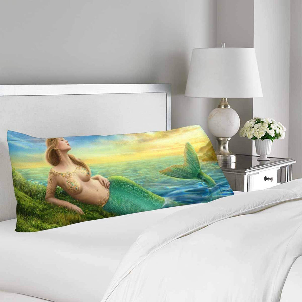 Princess Mermaid Fish Body Pillow Covers Pillowcase with Zipper 21x60 Twin Sides