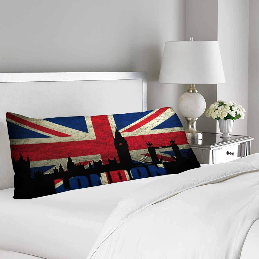 Retro Union Jack Body Pillow Covers Pillowcase with Zipper 21x60 Twin Sides