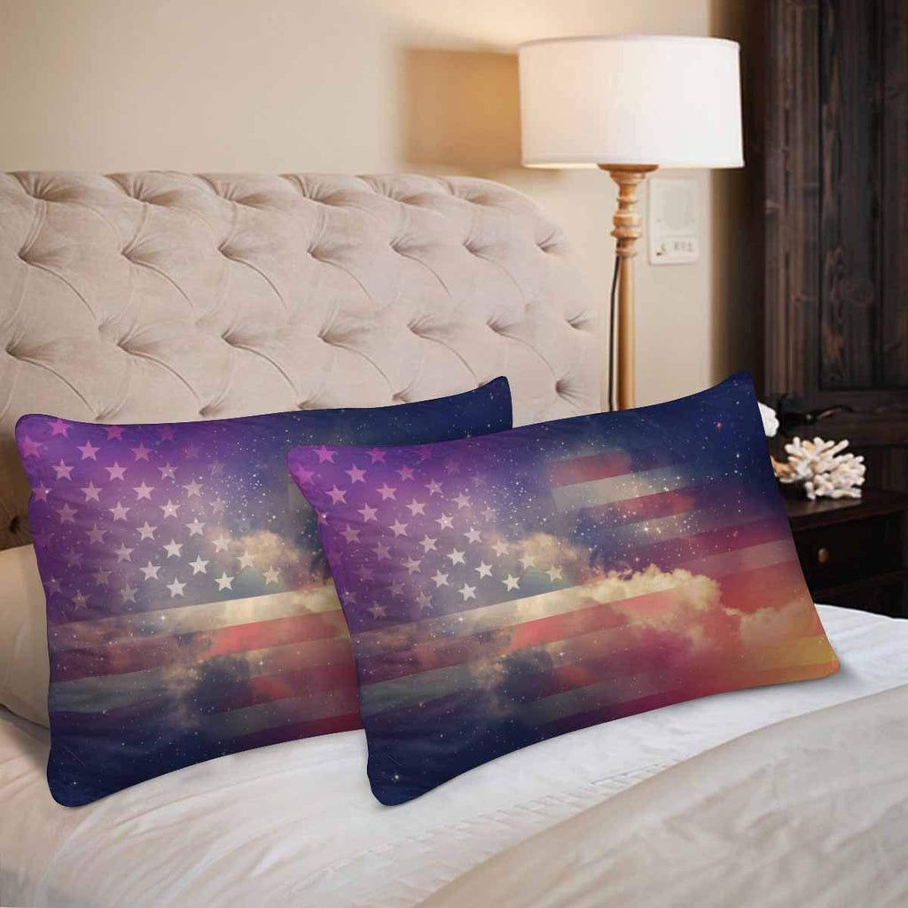 American Flag USA Flag with Night Sky Pillow Cases Pillowcase Standard Size 20x30 Set of 2