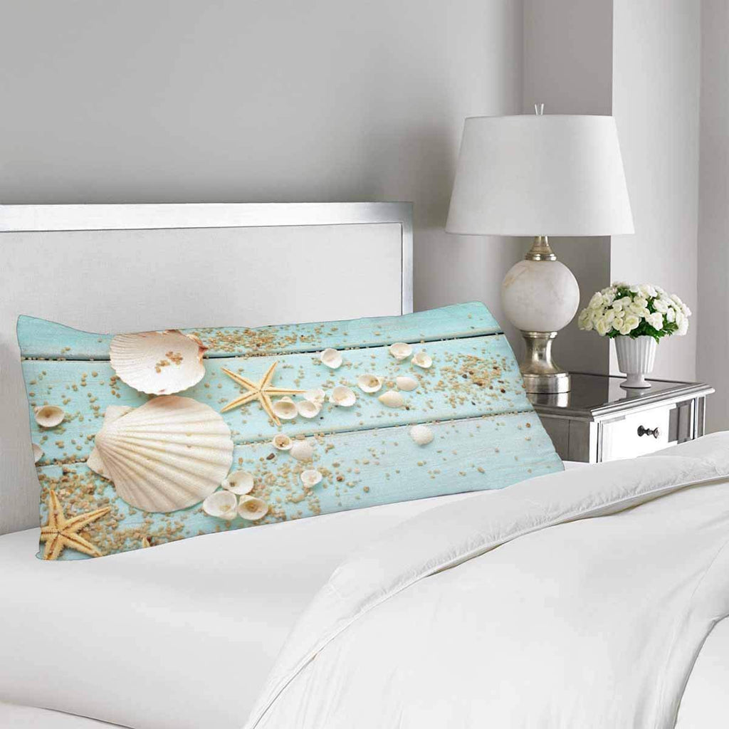 Nautical Starfish Seashell Body Pillow Covers Pillowcase with Zipper 21x60 Twin Sides