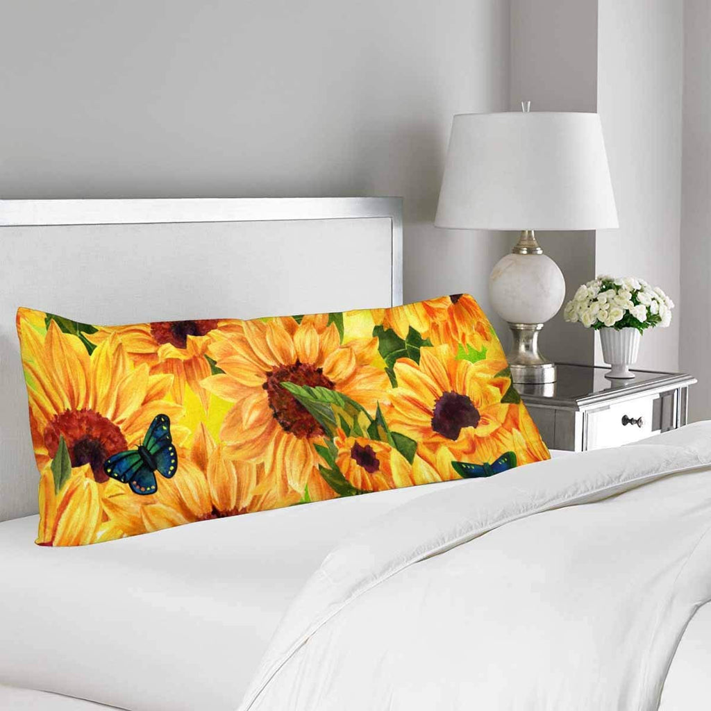 Summer Warm Sunflower Field Body Pillow Covers Pillowcase with Zipper 21x60 Twin Sides