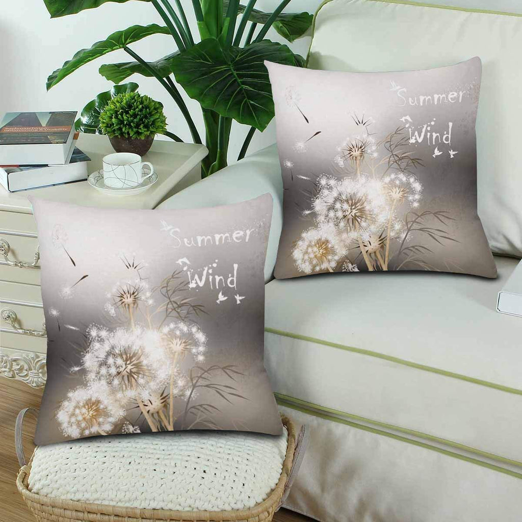 Elegant Dandelion Summer Wind Pillowcase Throw Pillow Covers 18x18 Set of 2, Pillow Sham Cases Protector for Home Couch Sofa Bedding Decorative
