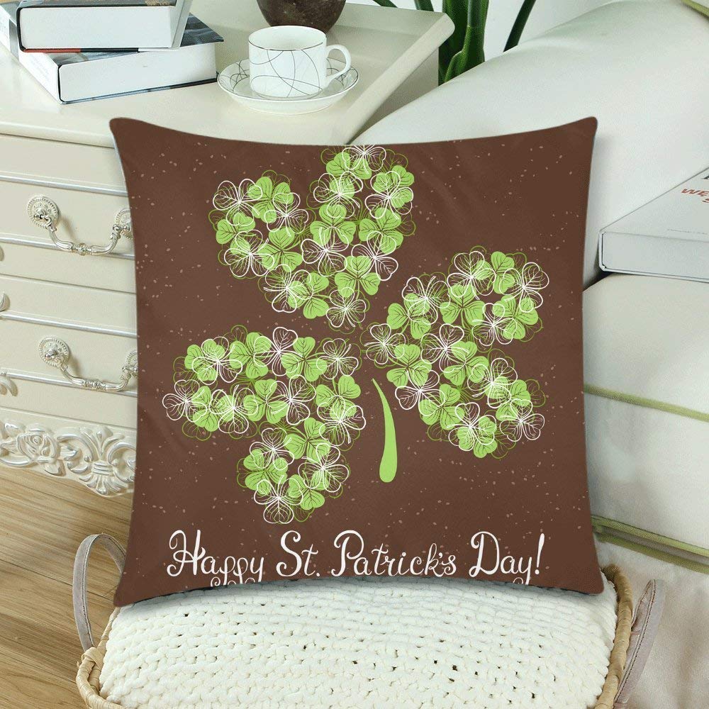 Patrick's day with Three Leaf Clover Throw Pillow Covers 18x18