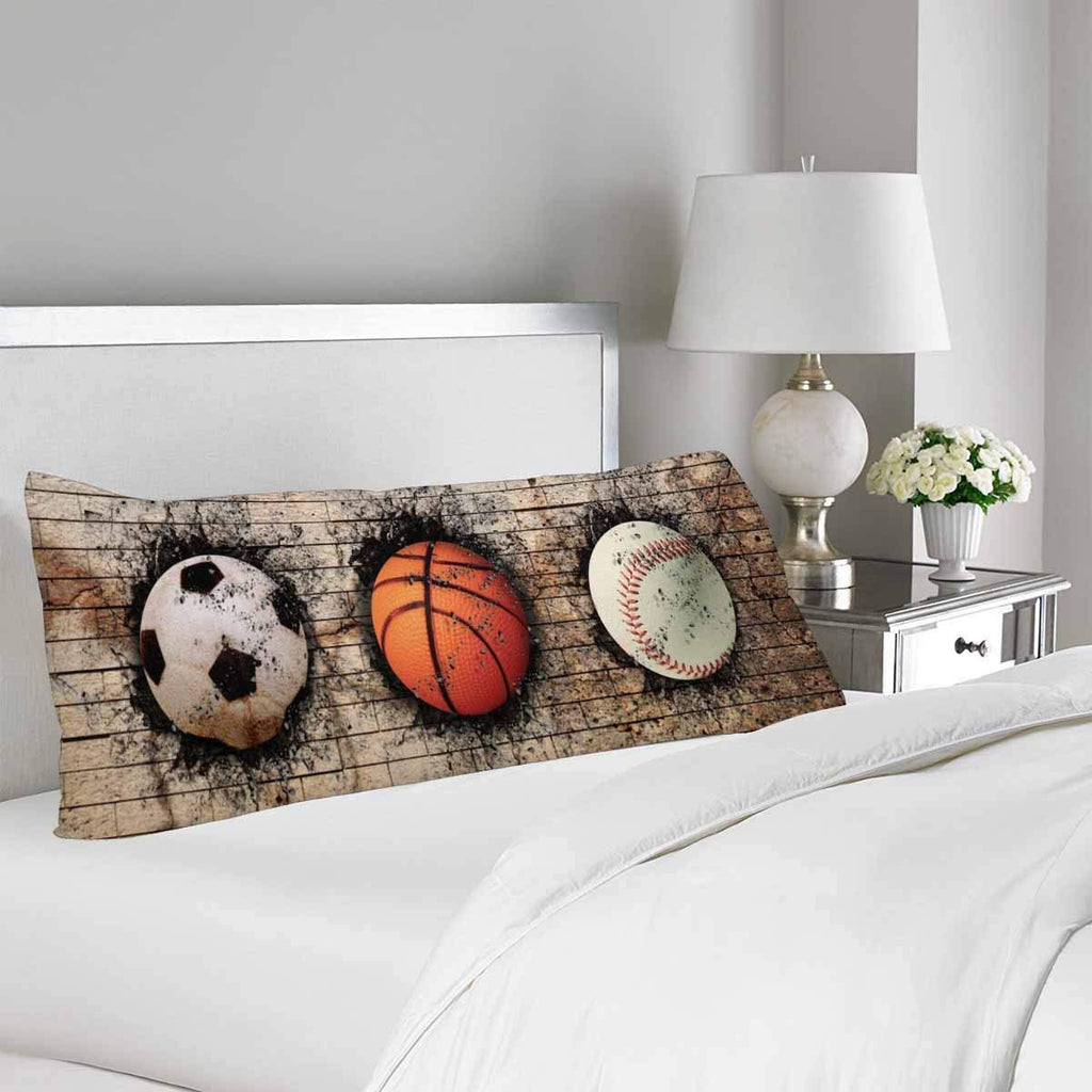 Baseball Ball Soccer Basketball Body Pillow Covers Pillowcase with Zipper 21x60 Twin Sides