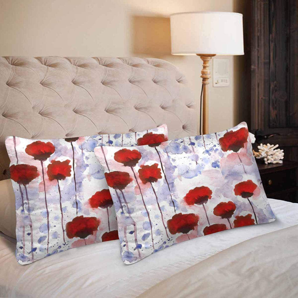 Watercolor Spring Flower Poppy Pillow Cases Pillowcase Standard Size 20x30 Set of 2