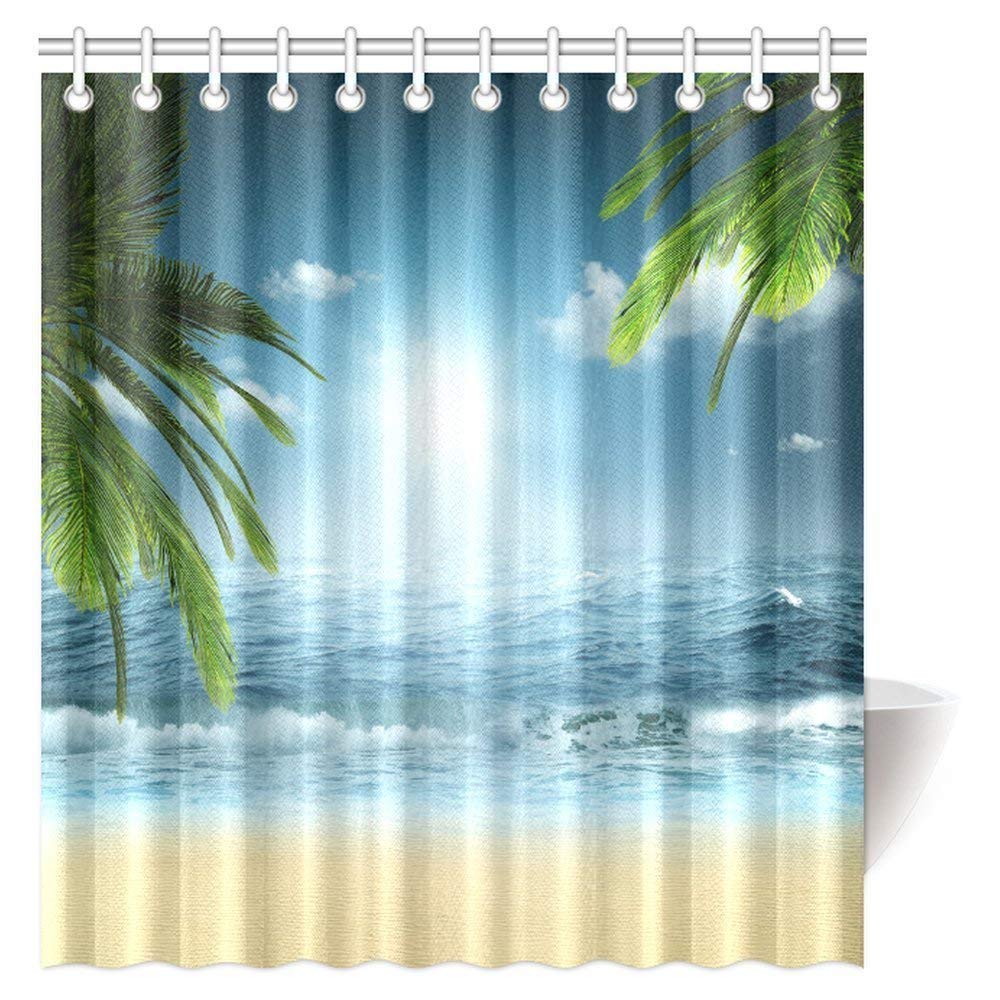 Ocean Beach Theme Decorations Shower Curtain, Beach Sunset Ocean Bathr –  Zenzzle