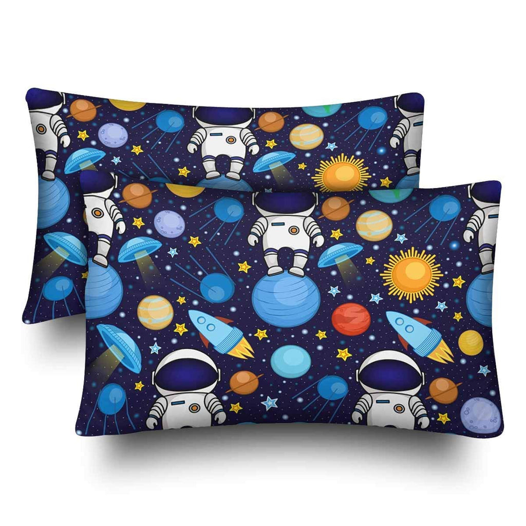 cartoon Space Astronauts Rockets Planets Stars Space Travel Pillow Cases Pillowcase Queen Size 20x30 Set of 2