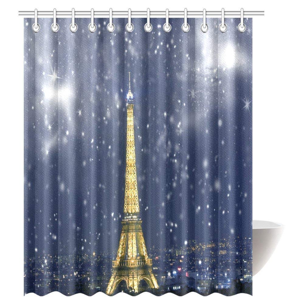 Celebration Of Christmas In Paris Shower Curtain Eiffel Tower With Snowflakes Bathroom Set Hooks At The Best Free Shipping Zenzzle