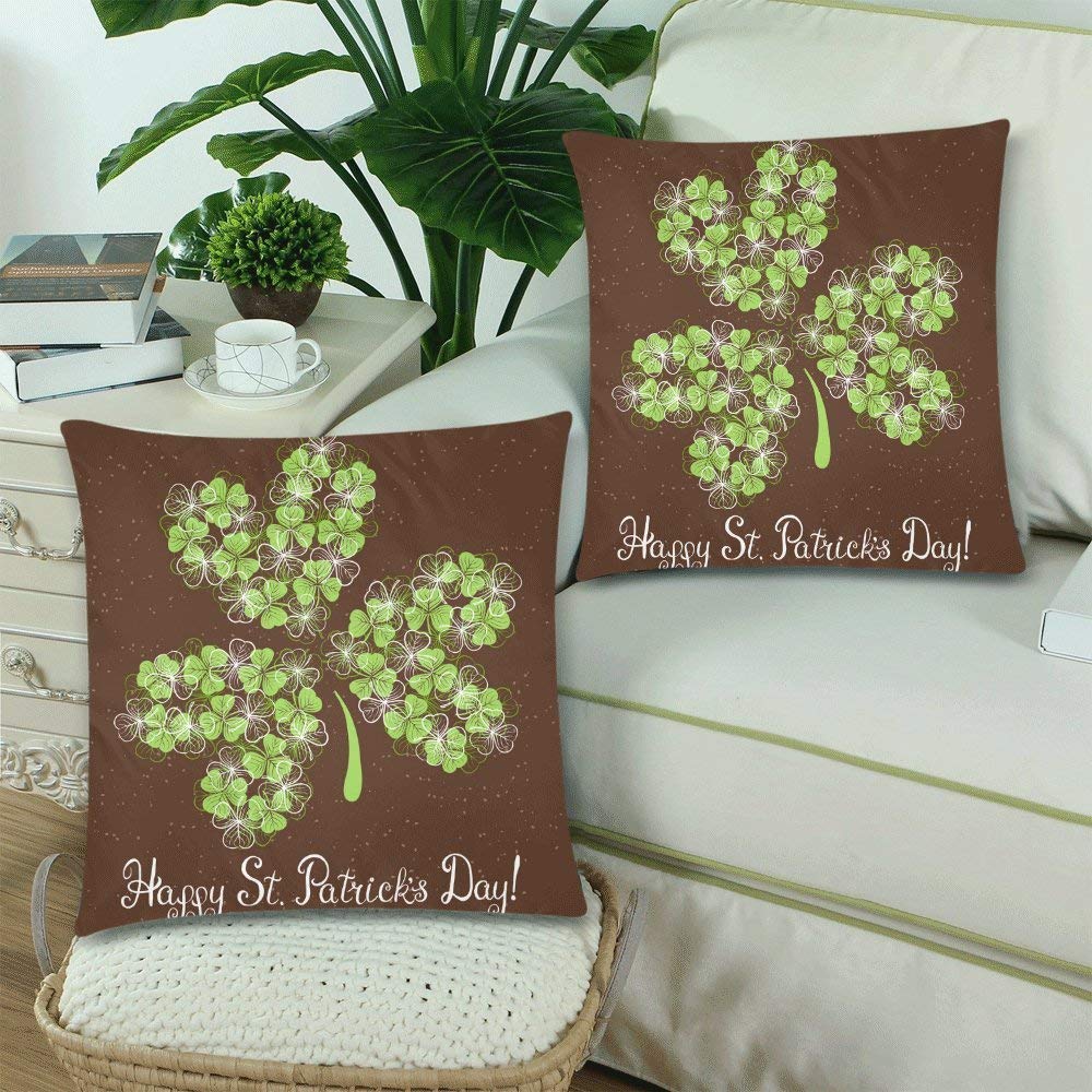 Patrick's day with Three Leaf Clover Throw Pillow Covers 18x18