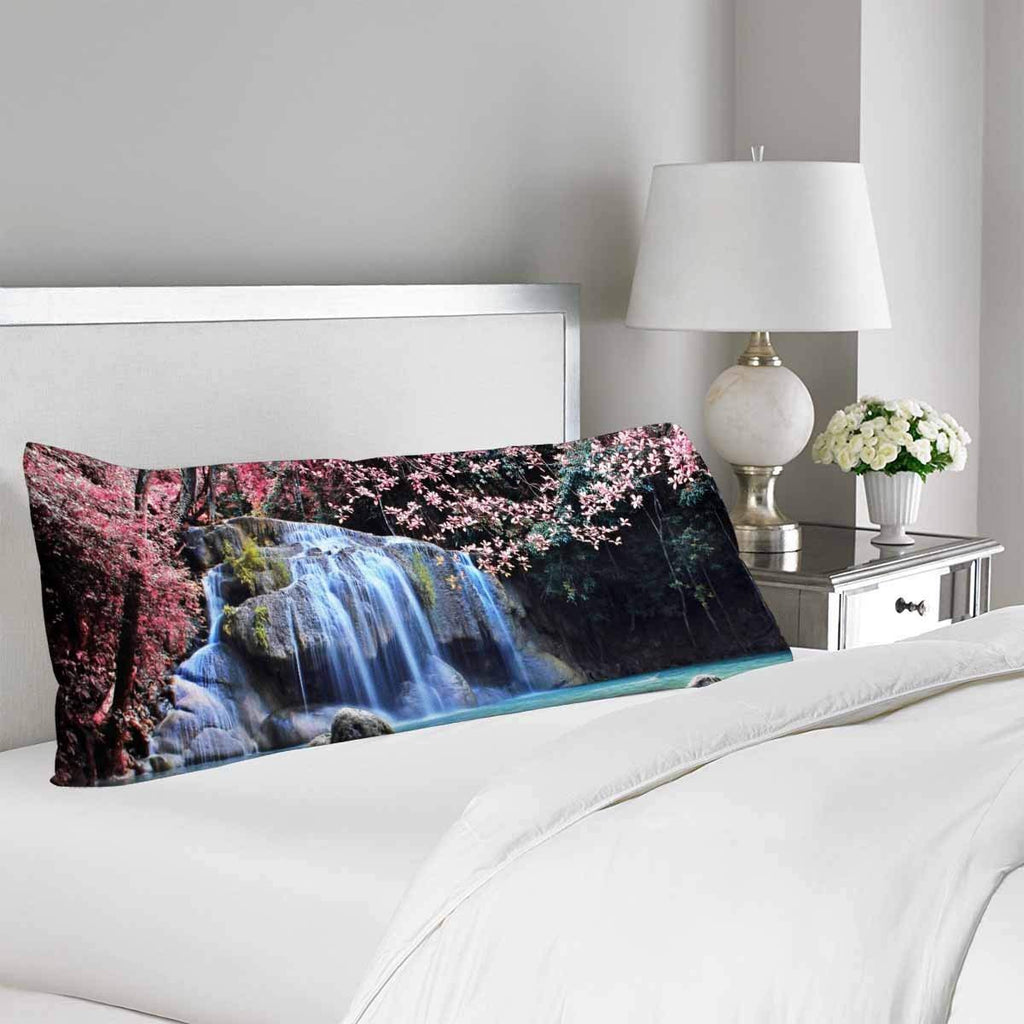 Autumn Forest Lake Waterfall Body Pillow Cover Pillowcase with Zipper 21x60 Twin Sides
