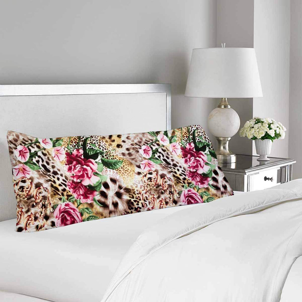 Striped Leopard Rose Body Pillow Covers Pillowcase with Zipper 21x60 Twin Sides