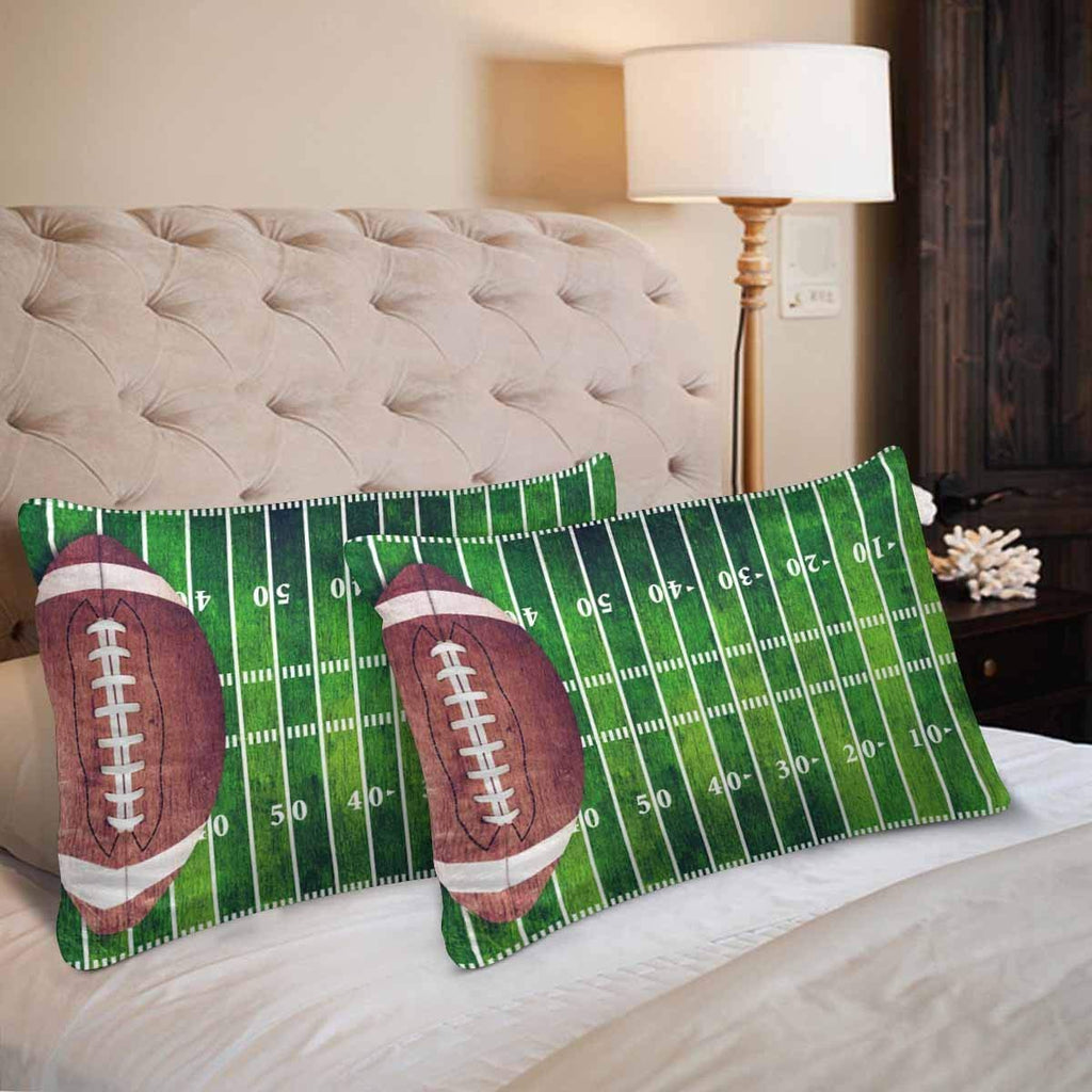 Retro Grunge American Football Field Sport Ball Pillow Cases Pillowcase Queen Size 20x30 Set of 2