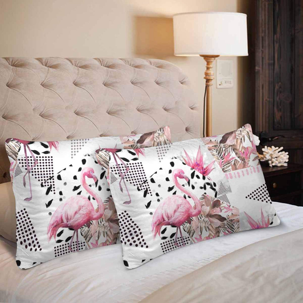 Tropical Watercolor Flower Bird Flamingo Abstract Pink Floral Pillow Cases Pillowcase Queen Size 20x30 Set of 2