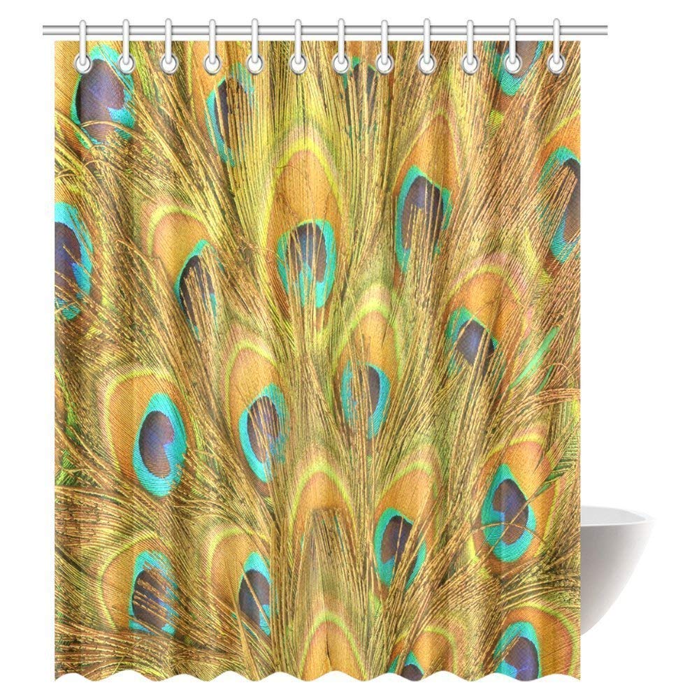 Buy Peacock Shower Curtain, Macro Peacock Tail Feather Like Third