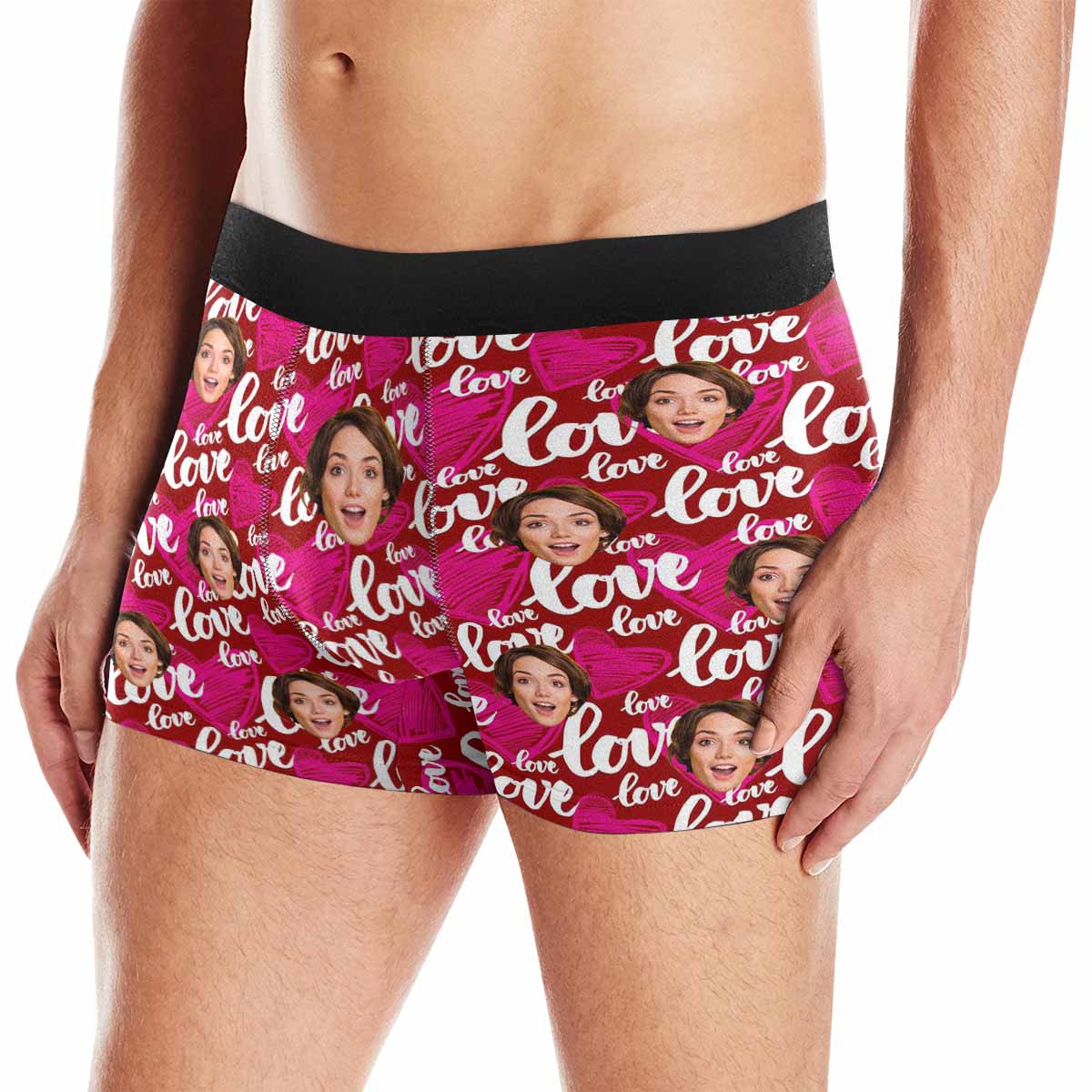 Custom Mens Photo Boxer Briefs Personalized Love Heart Wife's Face